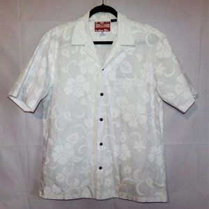 RJC men's Hawaiian shirt Vintage Lrg white floral